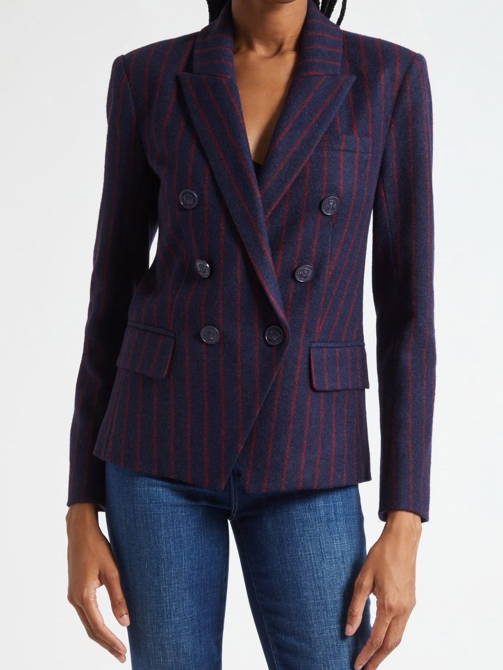L’Agence Kenzie NWOT (tags included but detached)Navy and Red Pinstripe Blazer 2